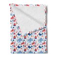 thumbnail image 2 of Lighthouse Soft Flannel Fleece Blanket, Animal Pattern Octopus Whale Starfish Shellfish Abstract Marine Illustration, Cozy Plush for Indoor and Outdoor Use, 50" x 60", Blue Red White, by Ambesonne, 2 of 5