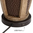 thumbnail image 5 of John Timberland Parker Rustic Farmhouse Table Lamps 28 1/2" Tall Set of 2 Hammered Bronze Wood with USB Charging Port Oatmeal Tapered Drum for Bedroom, 5 of 9