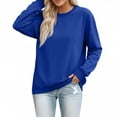 thumbnail image 7 of Women's Casual Crew Neck Sweatshirt Loose Soft Long Sleeve Pullover Tops Blue L, 7 of 7