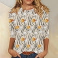 thumbnail image 1 of PEONAVET Hauts pour Femmes à Manches 3/3272, T-Shirt à Col Rond pour Femmes à Manches 3/4 à Imprimé Floral, Mode Décontractée, 1 of 5