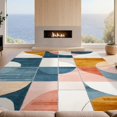 thumbnail image 2 of Design&I 3'x5' Ultra Soft Throw Mat, Patchwork Contemporary Abstract Geometric Block Large Patterned None Fluffy Washable Easy Care Indoor rug for Bedside Hallway, 2 of 7