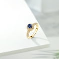 thumbnail image 4 of Gem Stone King 18K Yellow Gold Plated Silver Blue Created Sapphire and White Moissanite Engagement Ring for Women (1.16 Cttw, Round 5MM, Available in Size 5, 6, 7, 8, 9), 4 of 6
