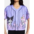 thumbnail image 4 of My Melody and Kuromi Women’s Graphic Cropped Baseball Jersey, Sizes XXS-XXL, 4 of 5