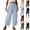 White, variant on Womens Smoked Waist Wide Leg Trousers Side Split Boho Beach Pants with Pockets Summer Solid Flowy Swing Slacks White
