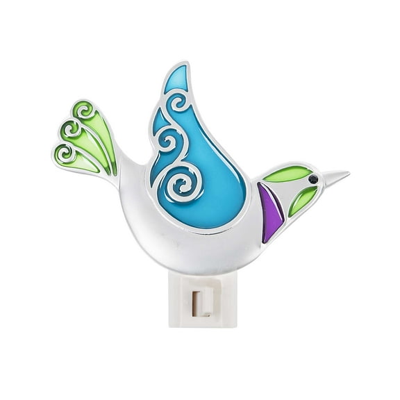 Colorful Metal Bird NightLight by Ganz - Blue & Green