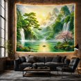 thumbnail image 6 of Ethereal Mountain Lake with Waterfalls in Mist, Dreamy Digital Art for Nature Lovers, Japanese Inspired Landscape Wall Decor, Housewarming Gift, Tapestry Wall Hanging for Bedroom and Living Room, 6 of 7