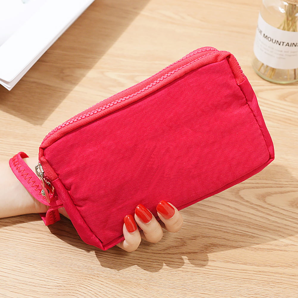 Women lady 3 Zipper Canvas Handbag Card Holder Phone Bag Coin Purse Wallet