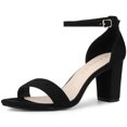 thumbnail image 1 of Sandalias de Tacón Grueso Alto Allegra K Correa de Tobillo Punta Abierta para Mujer Negro 38 EU, 1 of 7