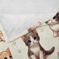 thumbnail image 4 of Ambesonne Cat Fleece Throw Blanket Little Fun Kittens Cartoon Paws 50"x60" Ivory Apricot and Dark Grey, 4 of 5
