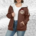 thumbnail image 5 of Feancey Plus Size Zip Up Hoodies for Women Christmas Sweatshirt Jackets Winter Sherpa Lined Hooded Jacket Cute Santa Claus Print Sweatshirts Brown L, 5 of 6