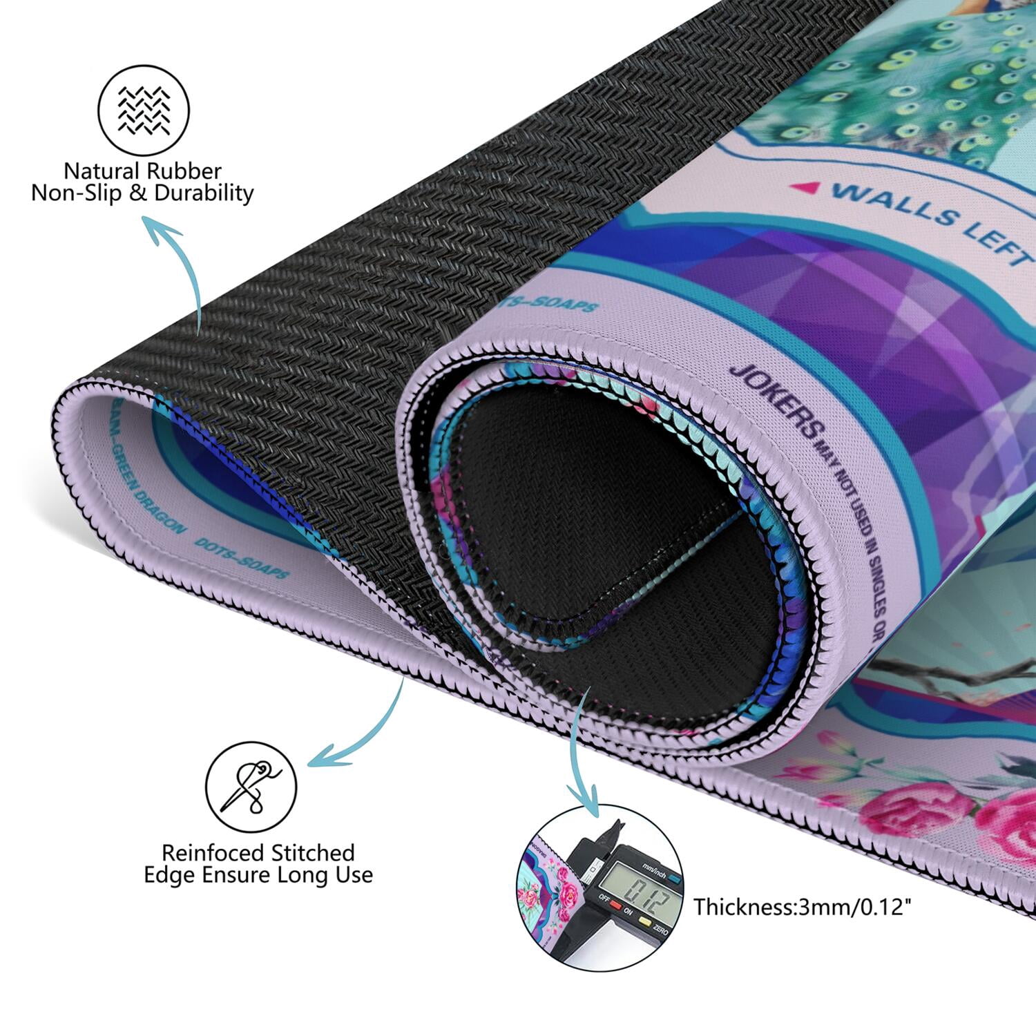 Blue Mahjong Mat for Table, 31.5*31.5in Anti Slip American Mahjong Table Cloth, Noise Reduction, Neoprene Mah jongg Mat with Carrying Bag & 3 Dices, Mahjong Accessories Gift for Board Tile Games Mats