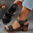thumbnail image 2 of THDHVS Women's Sandals,Casual Shoes for Women,Women's Fashion Casual Versatile Thick Heel Sandals Black, 2 of 8