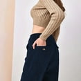 thumbnail image 5 of ibiyuan Corduroy Pants Women Wide Leg Corduroy Pants for Women Casual Work Pants Straight Leg Elastic Waist Solid Color Harem Pants with Pockets,Blue, 5 of 6
