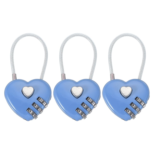 Uxcell Heart Padlock, Combination Lock Heart Shape Mini Code Locks for Jewelry Storage and Travel Blue
