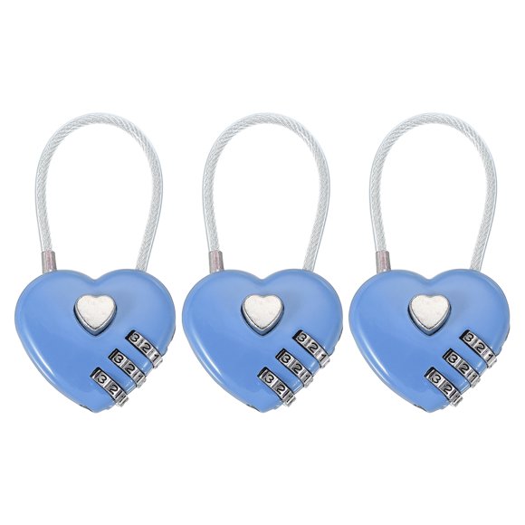 Uxcell Heart Padlock, Combination Lock Heart Shape Mini Code Locks for Jewelry Storage and Travel Blue