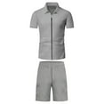 thumbnail image 2 of XBASW Men's Waffle T Shirt and Shors Set Summer Short Sleeve Zipper Lapel Tee Short Sleeve 2 Piece Tracksuit Outfits for Men M- 3 XL, 2 of 9