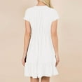 thumbnail image 5 of Lovskoo 2024 Spring Dresses for Women 2024 Dresses Short Sleeve V Neck Drawstring Casual Ruffle A-Line Mini Dress White, 5 of 9