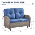 thumbnail image 6 of Gymojoy Outdoor 2-Person Wicker Rocking Bench,Patio Glider Porch Loveseat 2 Seater Couch Sofa with Cushions for Backyard,Porch,Balcony, 6 of 7