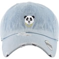thumbnail image 3 of Panda Vintage Distressed Dad Hat Light Denim Adjustable Baseball Cap Hip Hop Animal SWAG Polar Bear Bamboo Giraffe Tiger, 3 of 4