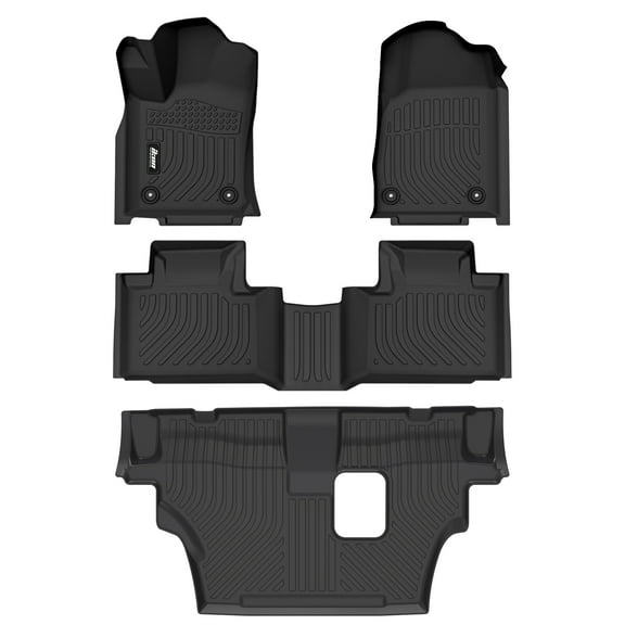 Ikon Motorsports 3D TPE Floor Mats Compatible With 2016-2025 Dodge Durango 7 Passenger Bench All Weather Waterproof Anti-Slip Car Floor Liner Heavy Duty Carpets Front & 2nd Row Black 4PCS Set
