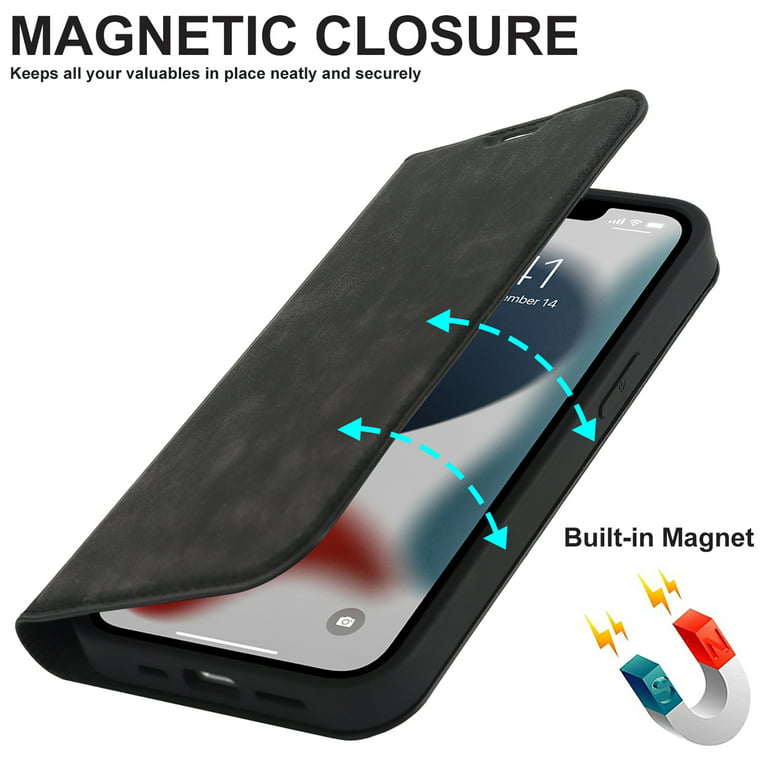 iPhone 8 Plus MagSafe Case with RFID Blocking Magnetic Wallet Card Holder  Black