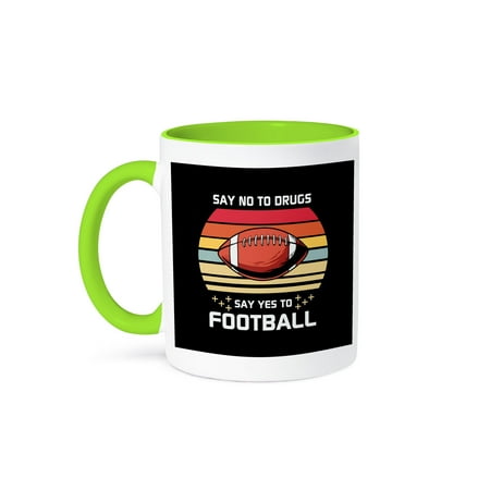 

3dRose Say no to drugs say yes to football motivational slogan on black 15oz Two-Tone Green Mug