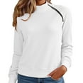 thumbnail image 2 of BiZtdJrK Mock Neck Sweatshirt Women Side Zipper Long Sleeve Solid Casual Pullover Tops Fall Fashion Sweatshirts White M, 2 of 6