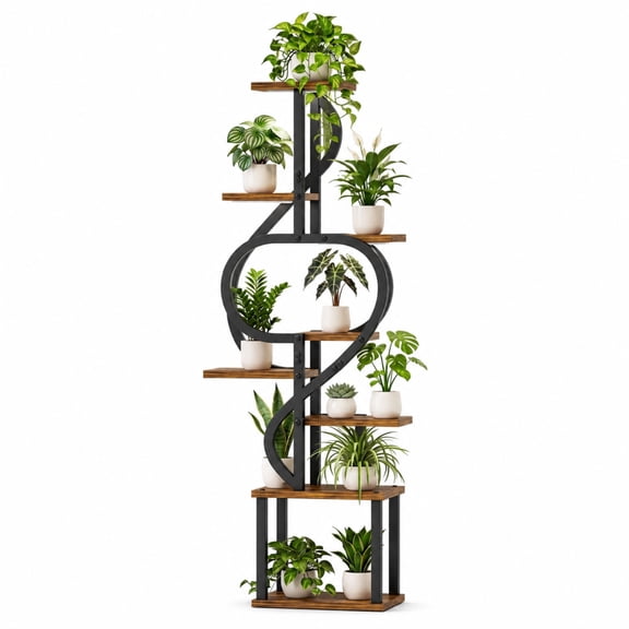 UNTIMATY 8-Tier Tall Plant Stand with Grow Lights Metal Plant Shelf Flower Pot Stand for Indoors Plants, 18" x 12" x 61"