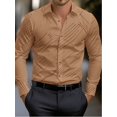 thumbnail image 1 of Camisa de traje rosa negra blanca casual al aire libre color sólido a rayas cómoda suave solapa tops de hombre oficina talla grande, 1 of 6