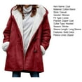 thumbnail image 7 of Women Fuzzy Jacket Fleece Lined Hooded Horn Buttons Medium Length Overcoat Winter Windproof Furry Outerwear Streetwear, 7 of 7