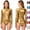 Gold, variant on Womens Shiny Metallic Faux Leather Long Sleeve Bodysuit Mock Neck Slim Fitted Leotard for Rave Clubwear Halloween Costume Outfits, Purple, M