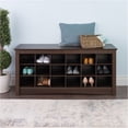 thumbnail image 2 of Bowery Hill 3 Tier Wood Shoe Storage Bench with 18 Shoe Cubbies in Brown, 2 of 4