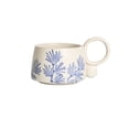 thumbnail image 1 of Taza de cerámica esmaltada pintada a mano, taza de café con flores, planta, café con leche, desayuno, avena, 325 ml, 1 of 6