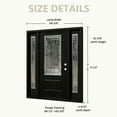thumbnail image 3 of Fiberglass Front Door 68" x 80" with Two 14" Sidelites ，Traditional Design with Decorative Glass， Black Finish for Home Exterior, 3 of 5