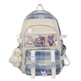 thumbnail image 2 of Mochila de retazos de lona para mujer Mochila grande para estudiantes de estilo preppy (azul) Tmvgtek Para estrenar, 2 of 9