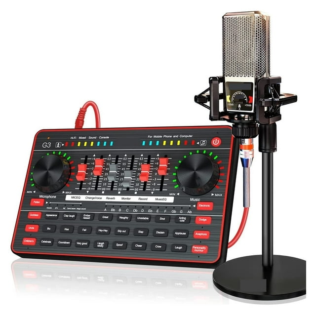 G3 Professional Sound Card Usb Microphones Mixer Interface Wired Microphone For Phone Tabletop PC Recording Studio ,Easy to Use