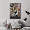 thumbnail image 2 of Wall26 Canvas Print Wall Art Banksy Style Little Kid Graffiti & Street Art Urban Architecture Cityscape Grunge Dark Illustrations 80th Century Pictorial Art Decorative Abstract - 24"x36" Black, 2 of 5