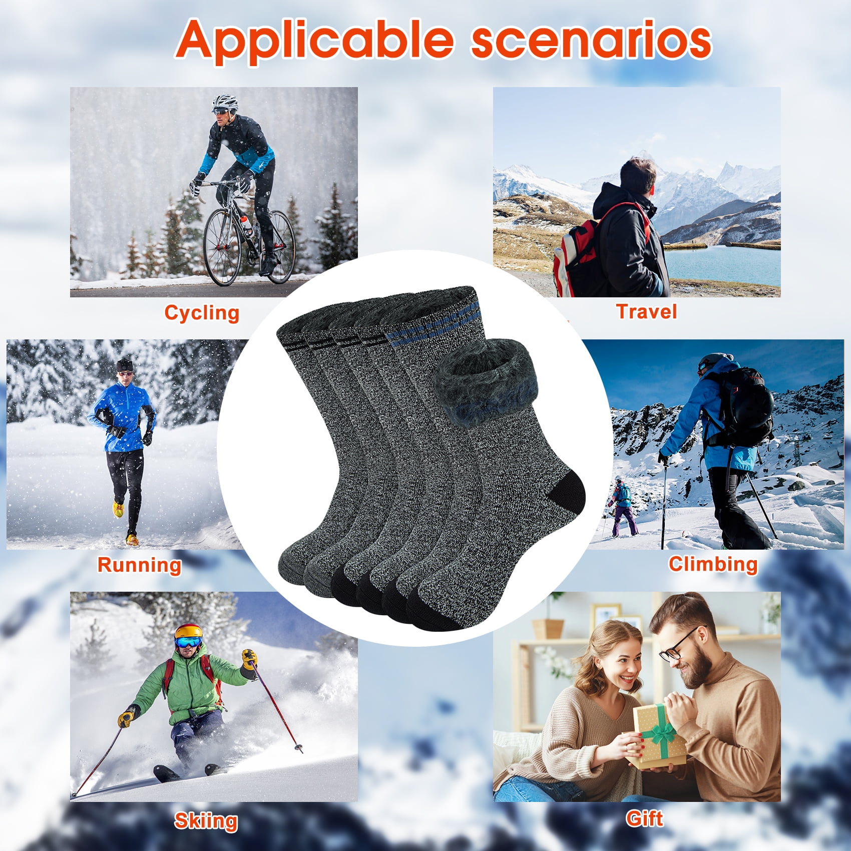 KOITHOT 3 Pack Thermal Socks for Men & Women, Thick Warm Winter Socks for Cold Weather