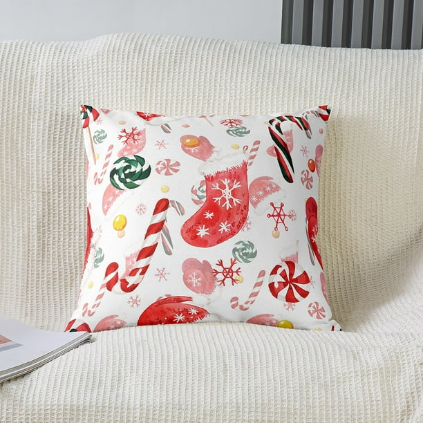 Pink Christmas Pillow Cover 22x22 Inch Girly Magic Snowflake Throw Pillow Cover Christmas Socks Decorative Pillow Cover xmas Hats Candy Cane Winter Festival Cushion Case Bedroom Decor Walmart Business...