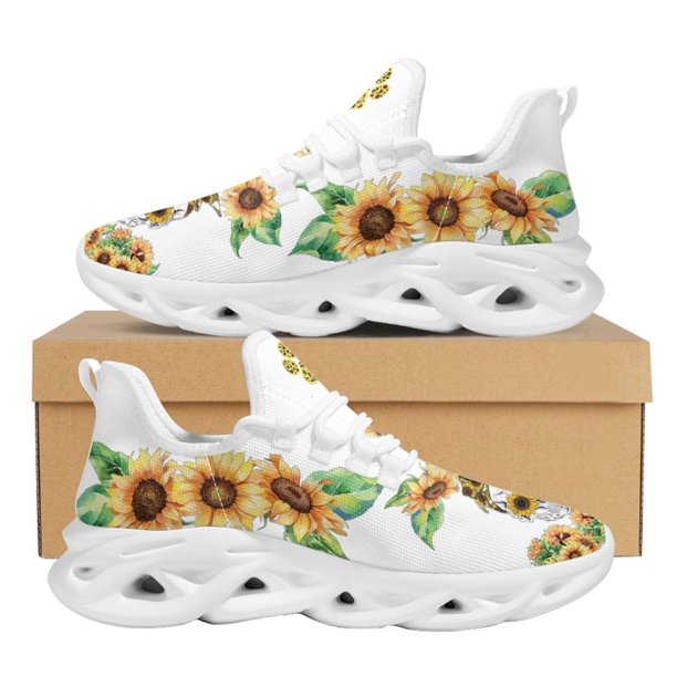 Zapatillas de deporte para mujer, bonitas zapatillas con estampado de calavera y girasol, con amortiguación de aire, calzado de plataforma para hombre