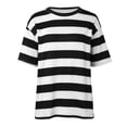 thumbnail image 5 of WEIYLL Womens T Shirts Striped Elbow-Length Sleeve Loose Large Spring Black Tees Sizes L, 5 of 5