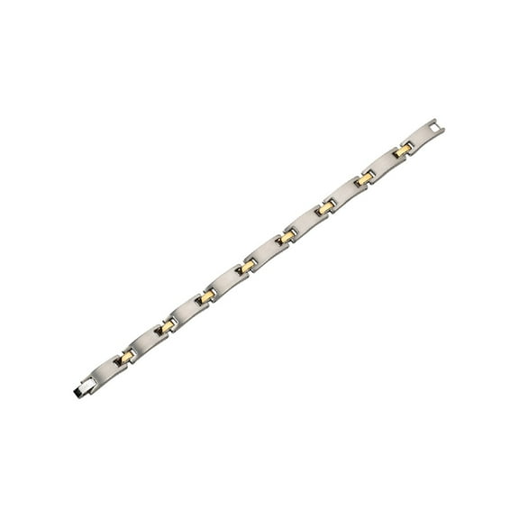 Mens Bracelet in Stainless Steel with 24K Gold Plating 8.5 inch