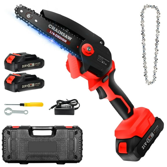 YesRight Mini Chainsaw Cordless Portable 6 Inch Handheld Chain Saw with Security Lock Small Electric Chainsaw with 2 Rechargeable Batteries for Wood Cutting Tree Trimming Gardening Camping