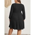 thumbnail image 3 of Cuteduck Women's Plus Size Fall Sweater Dress Long Sleeve Babydoll Dresses with Pocket, 1X-5X, 3 of 10