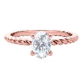 thumbnail image 3 of 2.00 Carat Oval Moissanite and Natural Round White Diamond Engagement Rings For Womens In 10K Rose Gold In Ring Size 5.5, 3 of 8