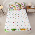 thumbnail image 4 of Metsweet 3D Cute Dino Zipper Twin Comforter Sets with Fitted Sheet and 2 Pillowcases, Cartoon Animal Zipper Bedding Set, Pink Orange Purple,4-Piece, 4 of 6