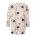 thumbnail image 5 of Craaazy Womens Trendy Tops Plus Size Loose Fit Solid Color Crew Neck Casual Style 3/4 Sleeve Floral Gradient Print T-shirt for Spring, Summer, Daily Outings, 5 of 5