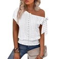 thumbnail image 4 of Blczomt Women Shirts Trendy Lightweight White Shirt Short Sleeve Womens Blouses Casual,XL, 4 of 9