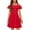 Red, variant on Arshiner Girls Dresses Summer Spaghetti Strap Cold Shoulder Ruffle Button Down A Line Dresses