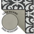 thumbnail image 5 of Washable Skid-Resistant Runner Rug, Floral Scroll, Dark Grey and White, 26" x 72", 5 of 8